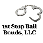 1st Stop Bail Bonds, LLC logo with silver handcuffs on white background