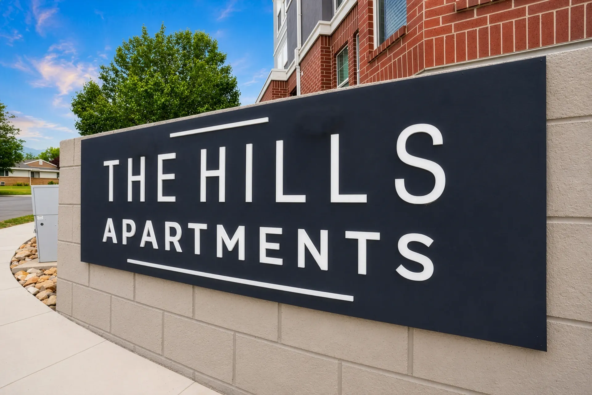 The Hills Apartments monument sign.