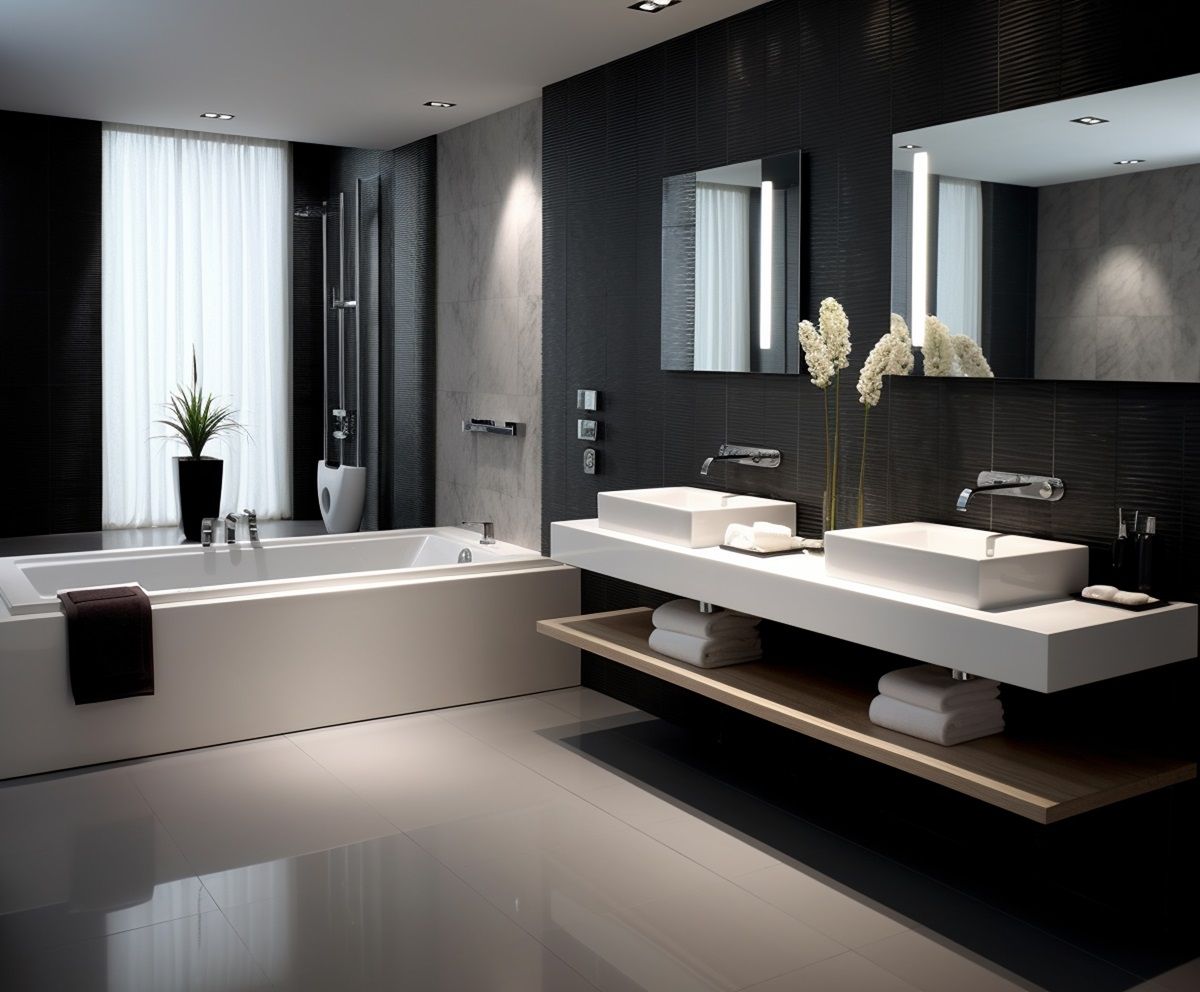 luxury bathroom remodel with glass shower and modern fixtures