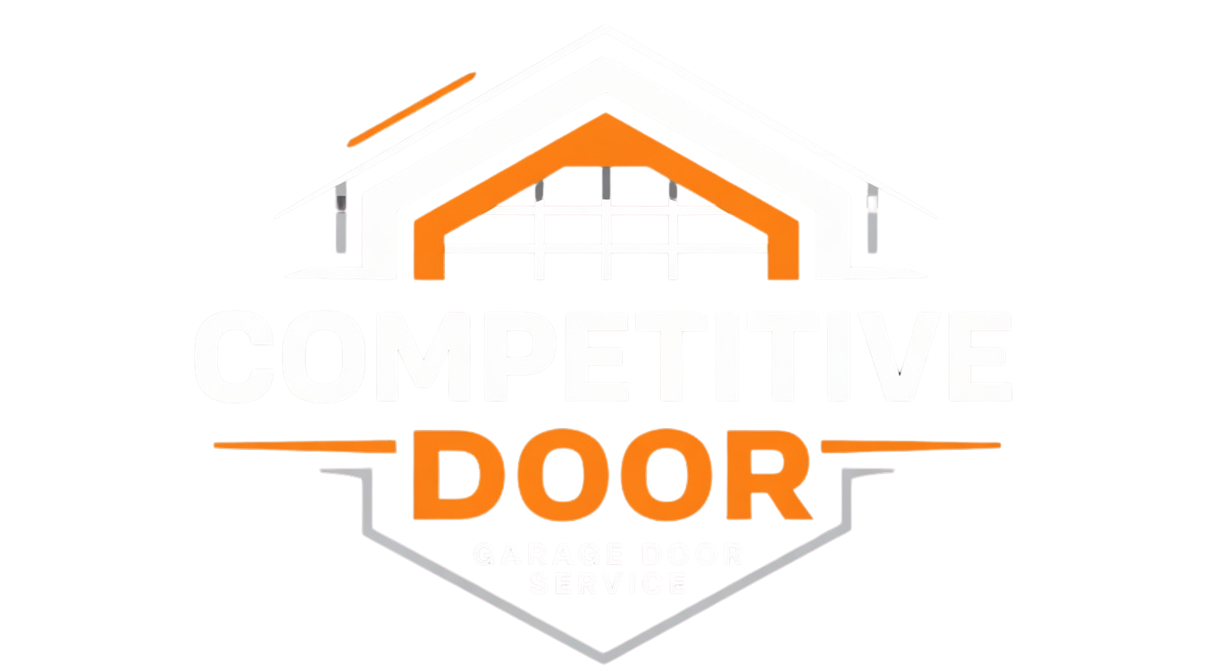 Orange house roof and gray door icon with the word “DOOR” beneath it.