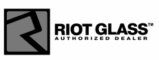 A square logo featuring a black letter