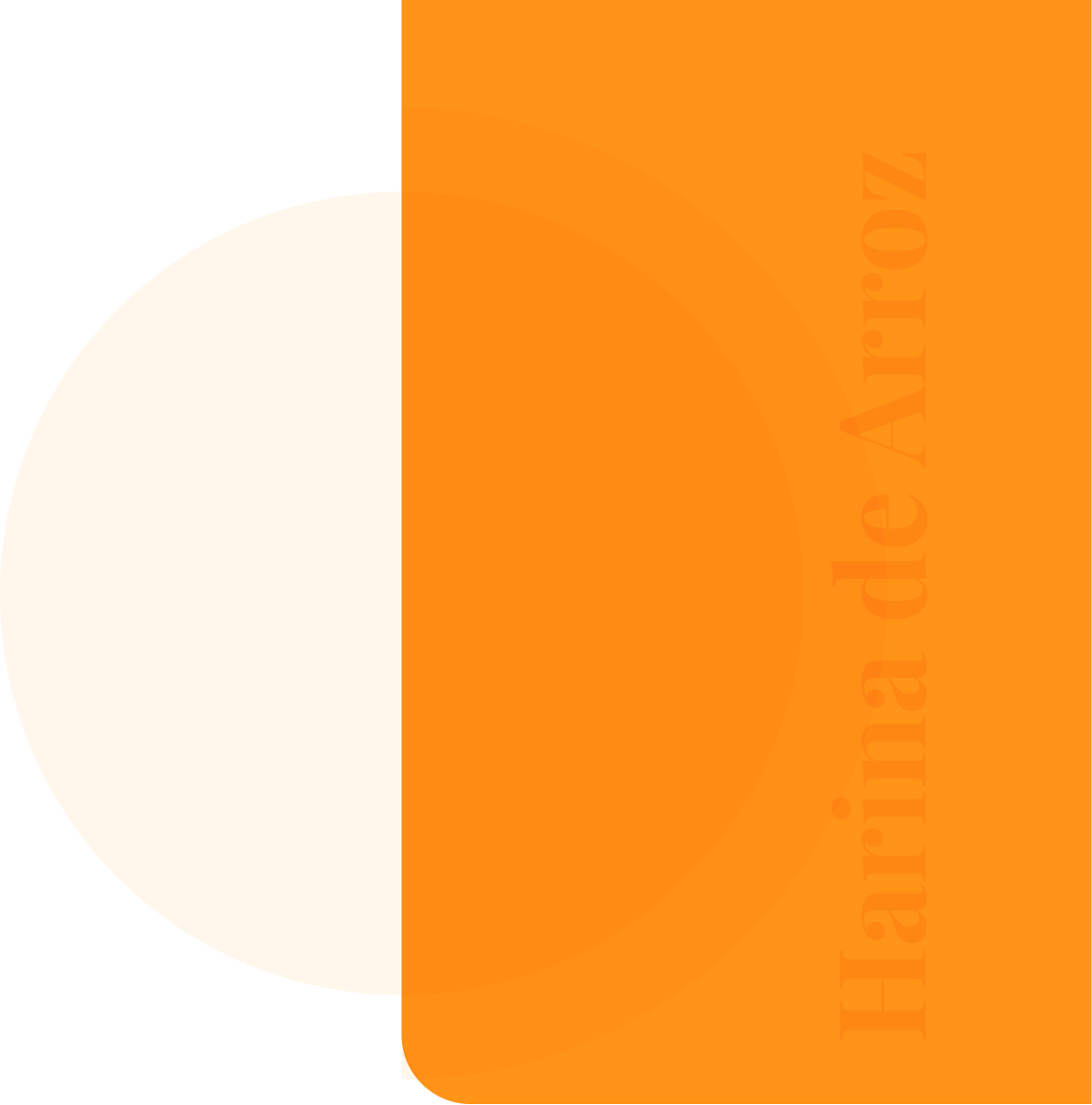Gráfico rectangular naranja con semicírculo blanco a la izquierda; texto