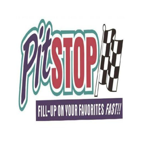 A logo for Pitstop Convenience Stores fill up on your favorites fast.