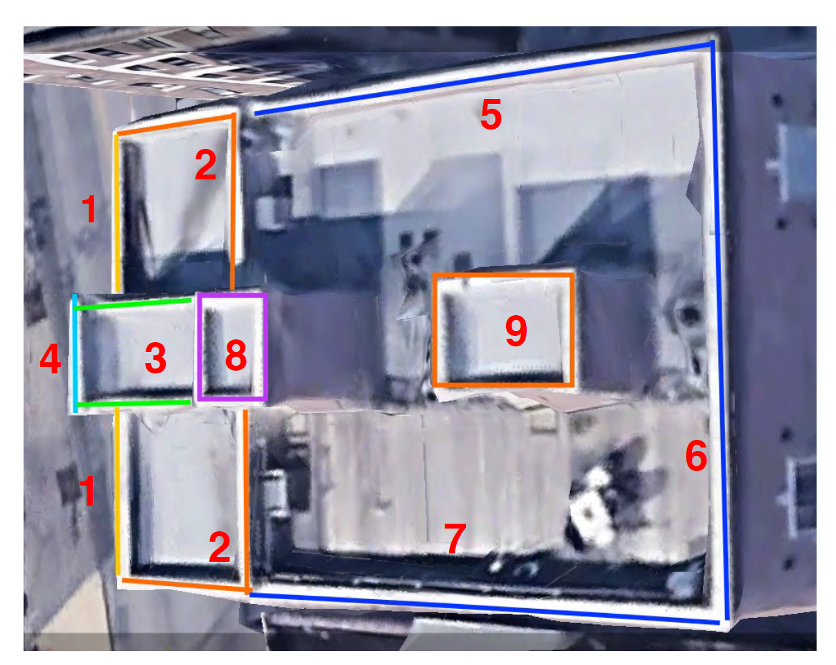 Repair diagram color coded for clarity on which repair types are recommended in each area