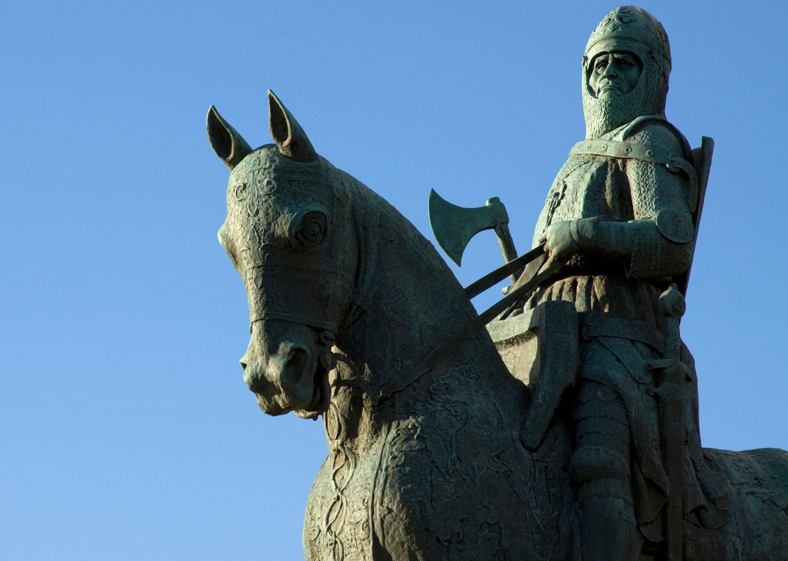 Statue of a mounted figure on horseback