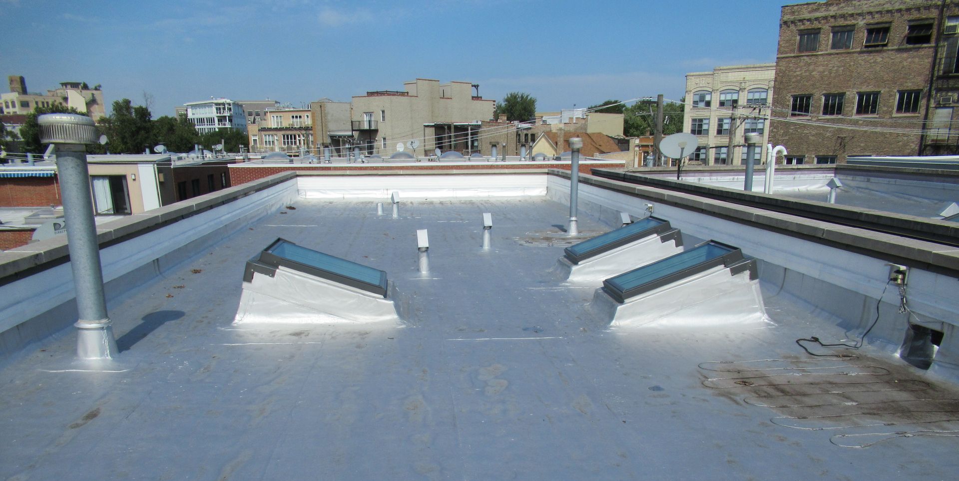 Skylights on modified bitumen roof Chicago