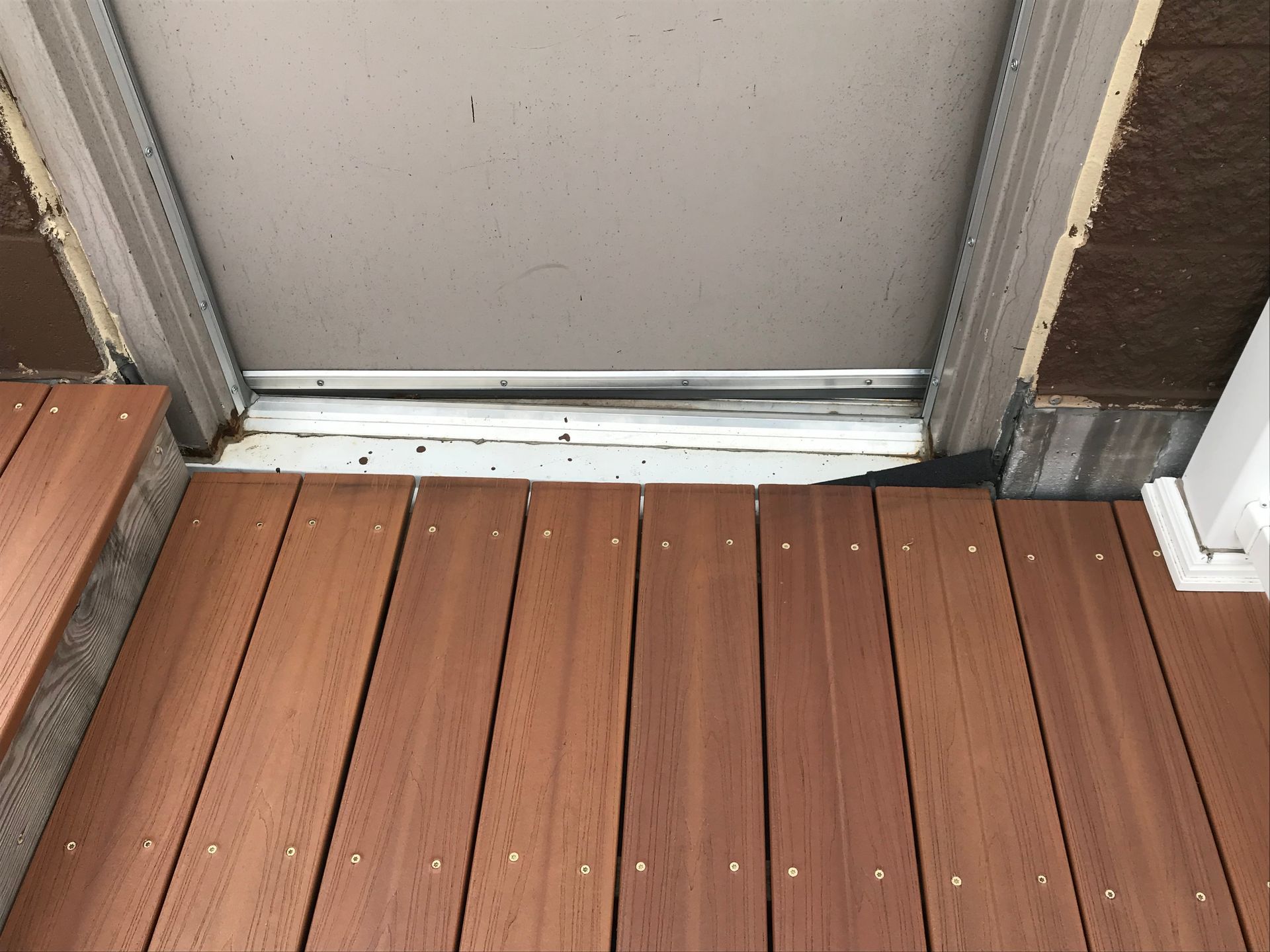 Rooftop building door below rooftop deck, Chicago