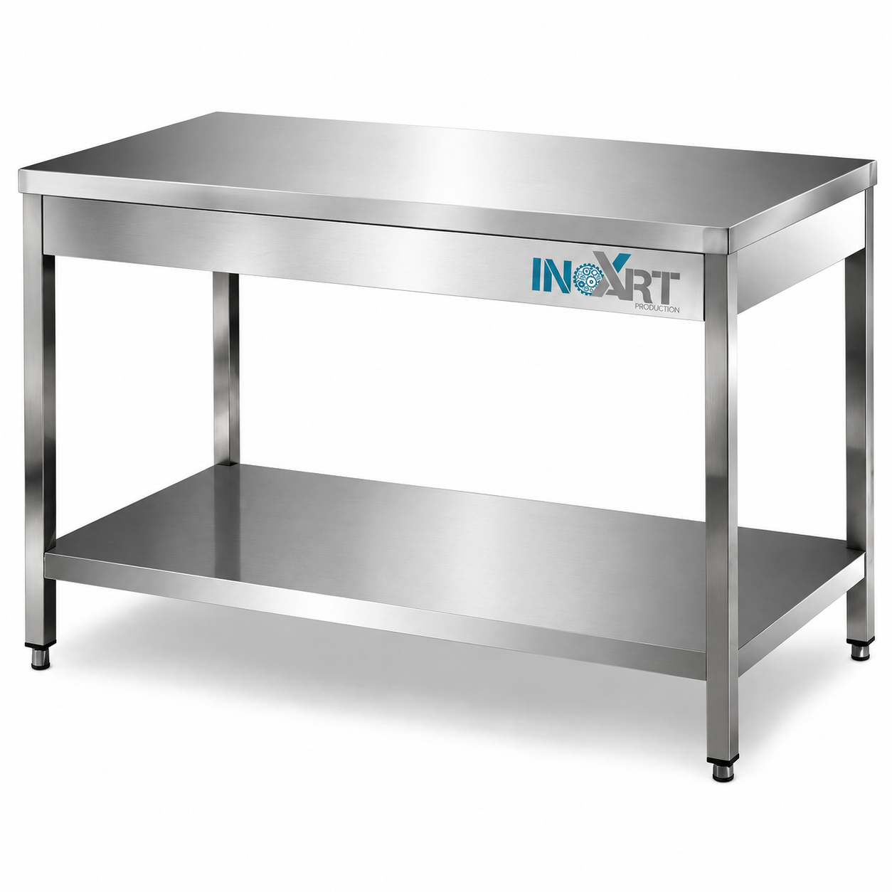 Tavolo in acciaio inox con ripiano inferiore