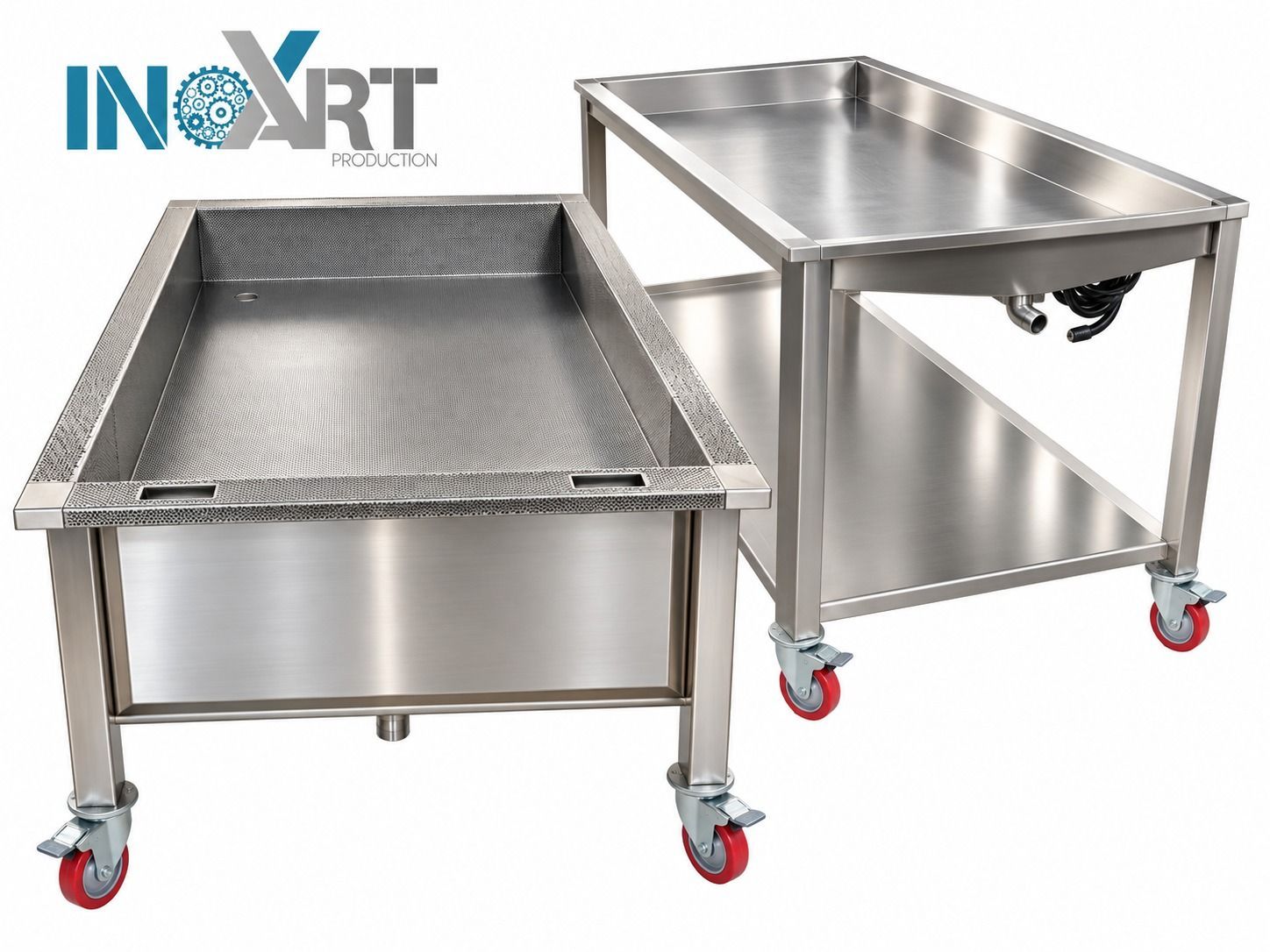 Carrelli grigliati e tavoli raccogli siero