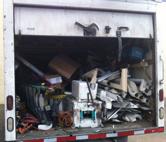 White Truck Full of Debris