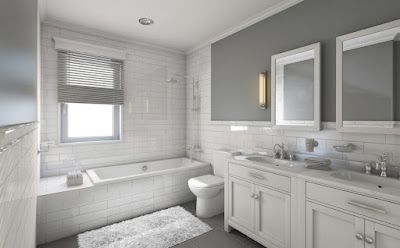 A bathroom with a tub , toilet , sink and mirrors.
