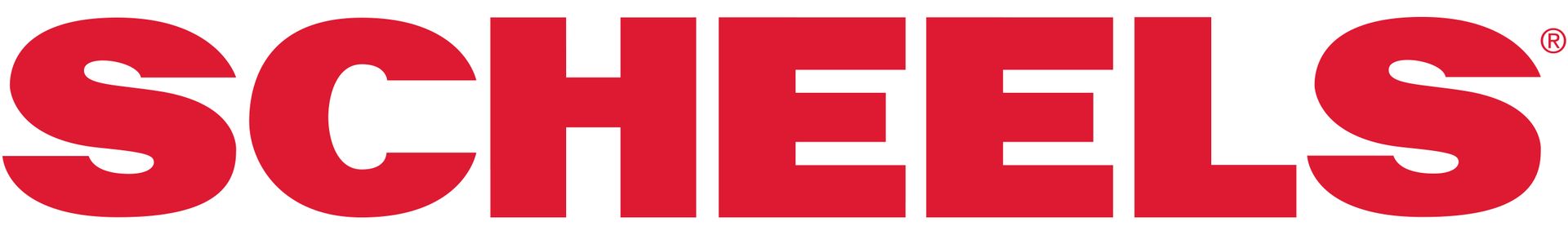 SCHEELS logo in bold red text on a white background