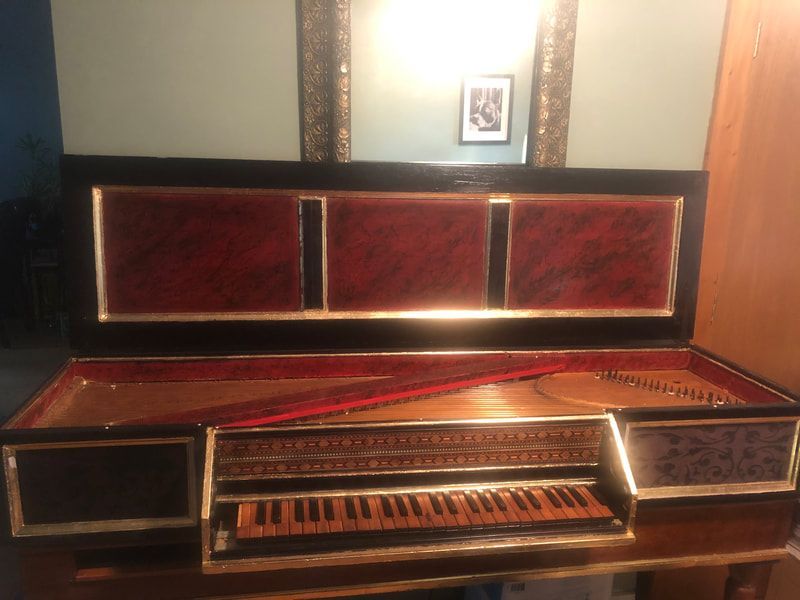 A piano is sitting on top of a wooden table in a room.