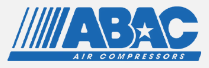 Logo blu di ABAC Air Compressors su sfondo bianco
