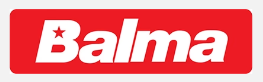 Logo Balma in bianco su sfondo rosso rettangolare con angoli arrotondati.