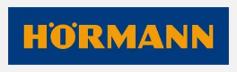 Logo Hörmann in arancione su sfondo rettangolare blu.