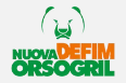 Logo Nuova Defim Orsogril verde e arancione su sfondo bianco.
