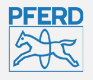 Logo PFERD blu con la sagoma stilizzata di un cavallo all'interno di un quadrato blu.