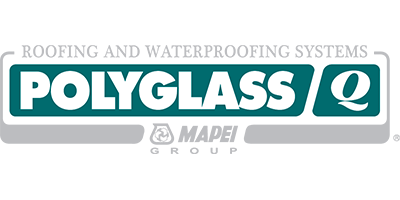Logo for Polyglass Q roofing and waterproofing systems with Mapei Group logo.