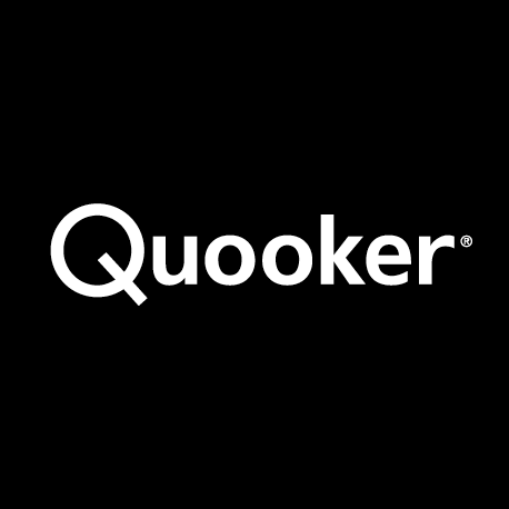 Quooker-logo in witte tekst op een zwarte achtergrond.