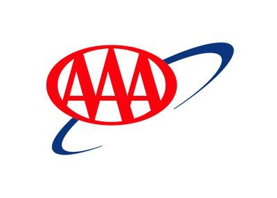 AAA logo: Red oval with three red “A”s, blue arc swooping around.