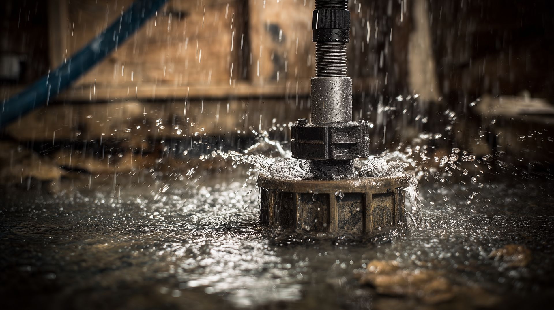 Active sump pump splashing water in pit, showing need for inspection. Active sump pump splashing water in pit, showing need for inspection.