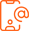 Orange icon of a person beside an @ symbol and image frame