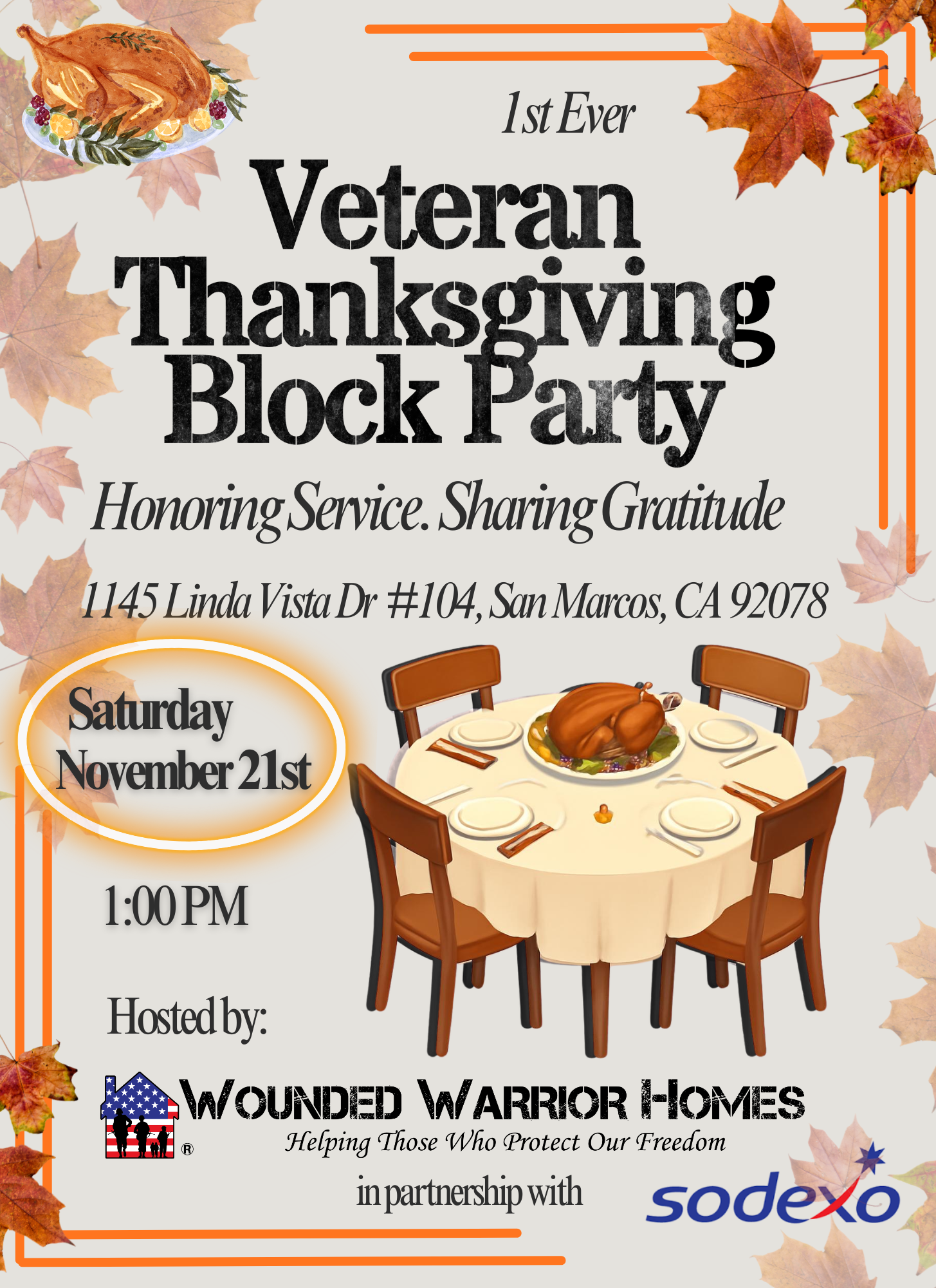 Veterans Thanksgiving Block Party poster