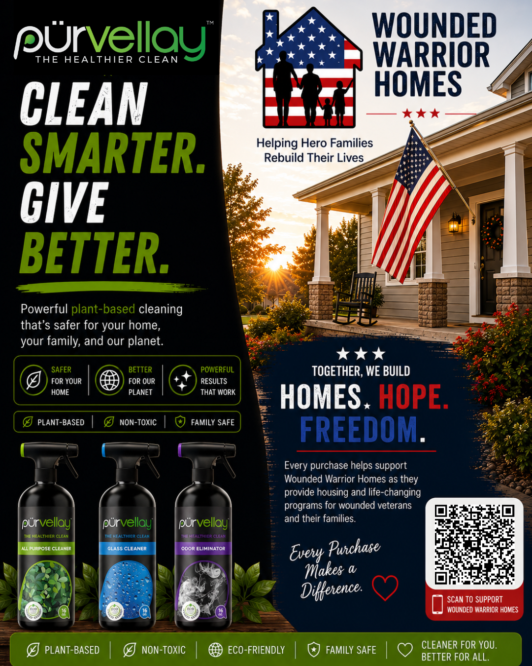 Purvellay partnership with Wounded Warrior Homes banner