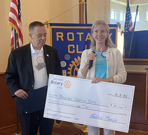 Wounded Warrior Homes is honored to receive a generous $30,000 grant from the Rotary Club of Coronad