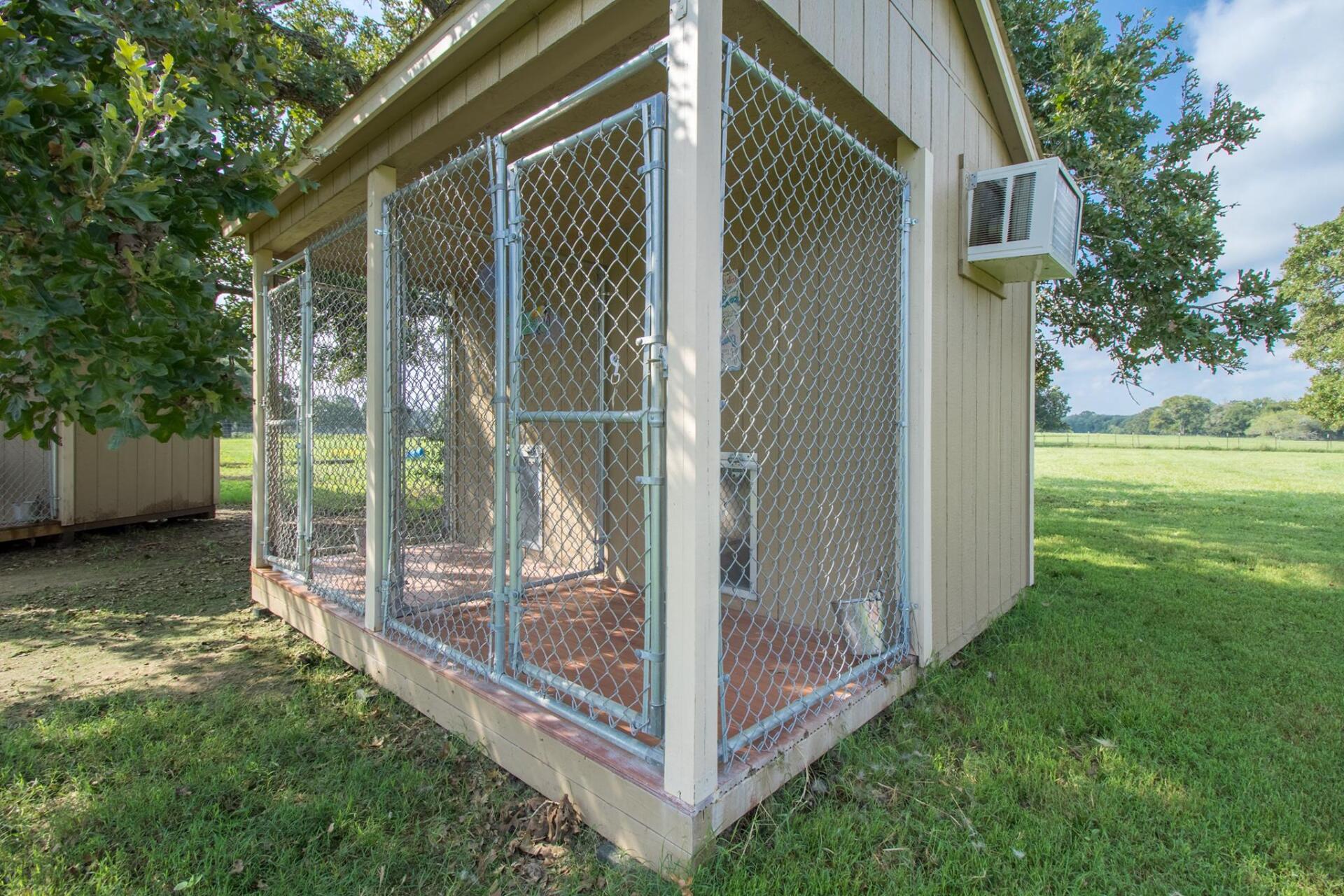 Outdoor dog kennels outside a building. - Bastrop, TX - K9 Mastery Outdoor dog kennels outside a building. - Bastrop, TX - K9 Mastery
