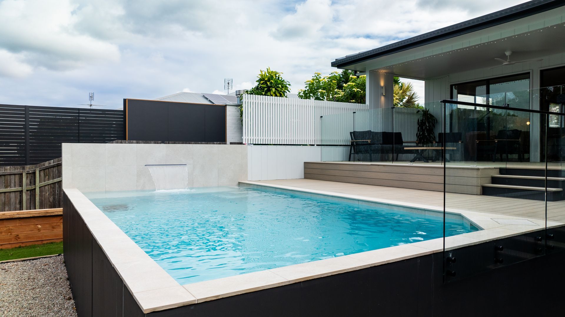 A Rectangular Pool With Blue Water — Concrete Pool Projects in Mount Larcom, QLD