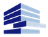 Logo astratto geometrico blu composto da barre orizzontali sovrapposte su sfondo bianco.