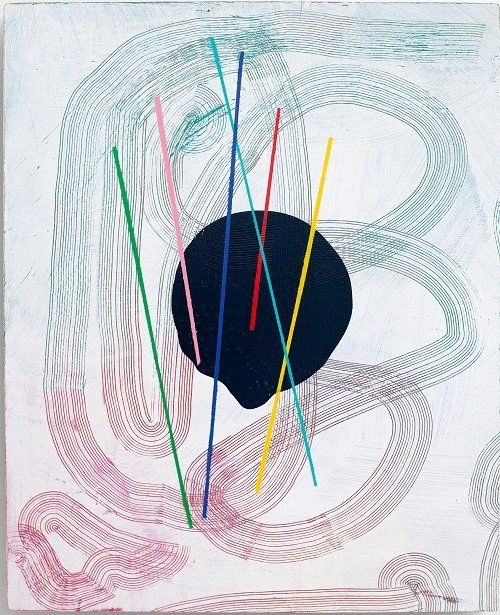 Aisling Conroy, Holding II, acrylic on wood, 50x40cm, 2021, Olivier Cornet Art Gallery