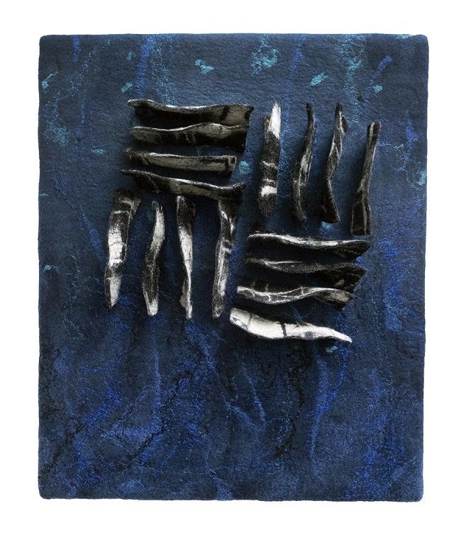 Annika Berglund, Everyday moments, blue, felted woolart, olivier cornet gallery