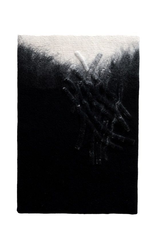 Annika Berglund, A Moment Between Day and Night I, felted wool (Merino wool), part of the artist's solo show Tapestry at Olivier Cornet Gallery
