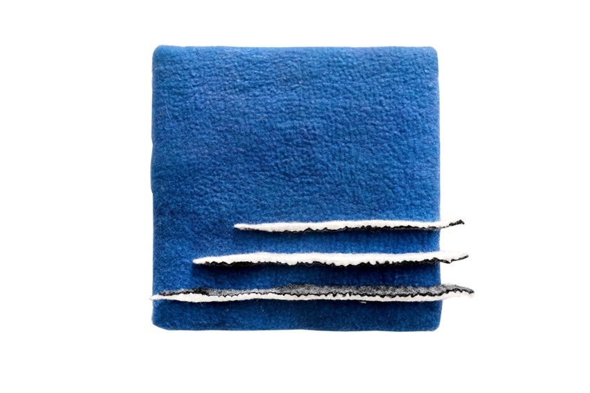 Annika Berglund, Study in Blue, felted wool (Merino wool), part of the artist's solo show Tapestry at Olivier Cornet Gallery