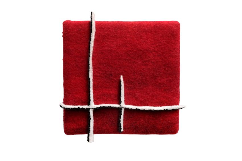 Annika Berglund, Study in Red, felted wool (Merino wool), part of the artist's solo show Tapestry at Olivier Cornet Gallery