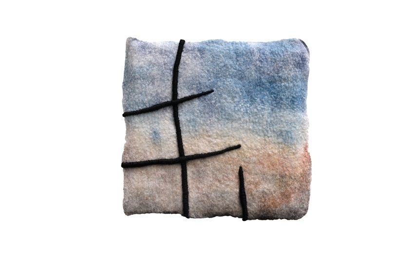 Annika Berglund, View Point, (Merino wool, silk fibre & cotton embroidery thread), part of the artist's solo show Tapestry at Olivier Cornet Gallery