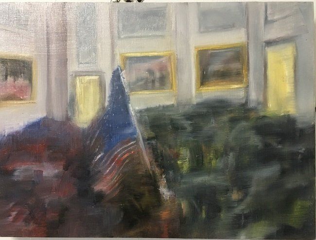 Claire Halpin, Storm I, painting on board, Olivier Cornet Art Gallery, Dublin