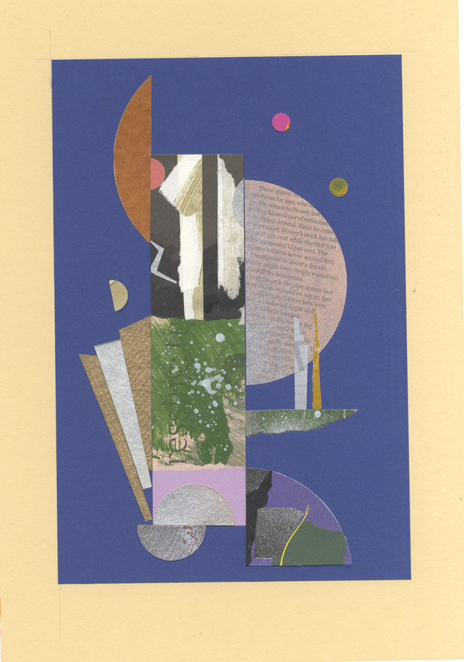 Cocktail Hour, a paper-cut collage and mixed media work by Colin Eaton, part of the Olivier Cornet Gallery's 2025 Bloomsday / Summer group exhibition Out of Lines