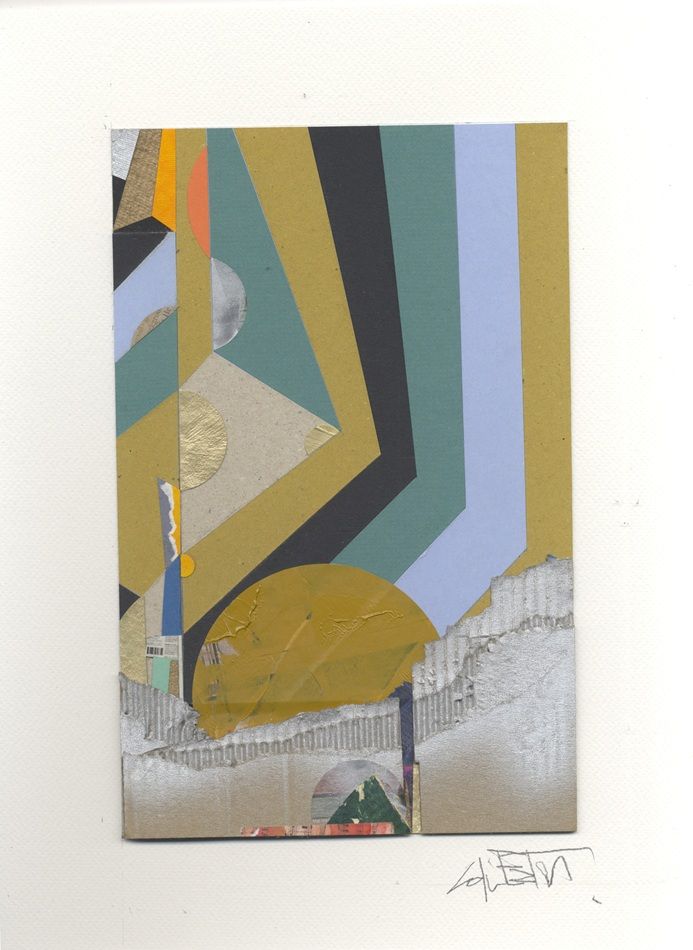 Rayon de Soleil, a paper-cut collage and mixed media work by Colin Eaton, part of the Olivier Cornet Gallery's 2025 Bloomsday / Summer group exhibition Out of Lines