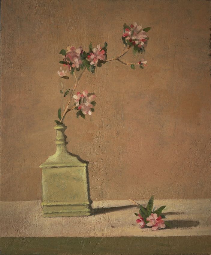 Conrad Frankel, Apple blossom, oil on linen on board, 58x48cm