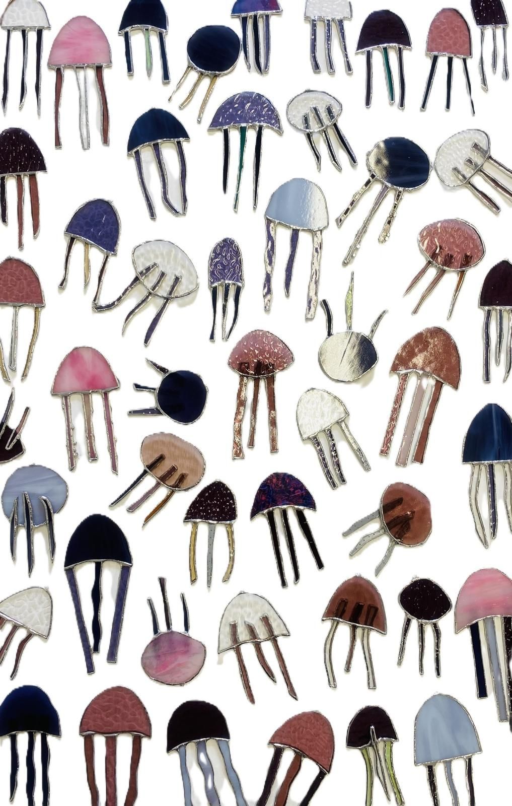 A Pulsating Bloom, an installation of 106 jellyfish in stained glass by Kelly Ratchford and Ali Moore, part of part of the 2026 Bloomsday / Summer group show at the Olivier Cornet Gallery, Dublin