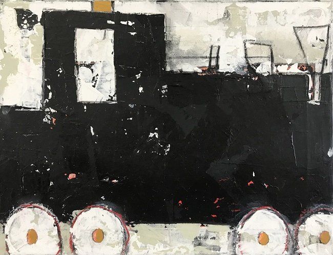 Kelly Ratchford, Steamie, a painting on wood panel, Olivier Cornet Gallery Dublin
