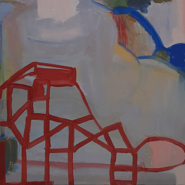 Climbing frame for a city, a painting by Mary A. Fitzgerald, Olivier Cornet Art Gallery, Dublin