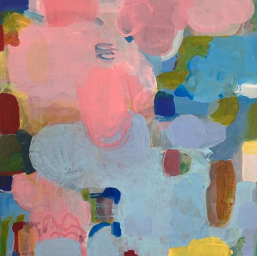 Mary A. Fitzgerald, Storm in the swimming pool, a painting part of the Olivier Cornet Gallery's group show Pink is my colour.