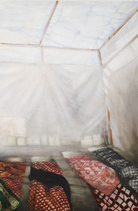Broken Sleep, a painting by Miriam McConnon, part of the artist's solo show No Mirrors Left in Gaza, Olivier Cornet Gallery, August-September 2026