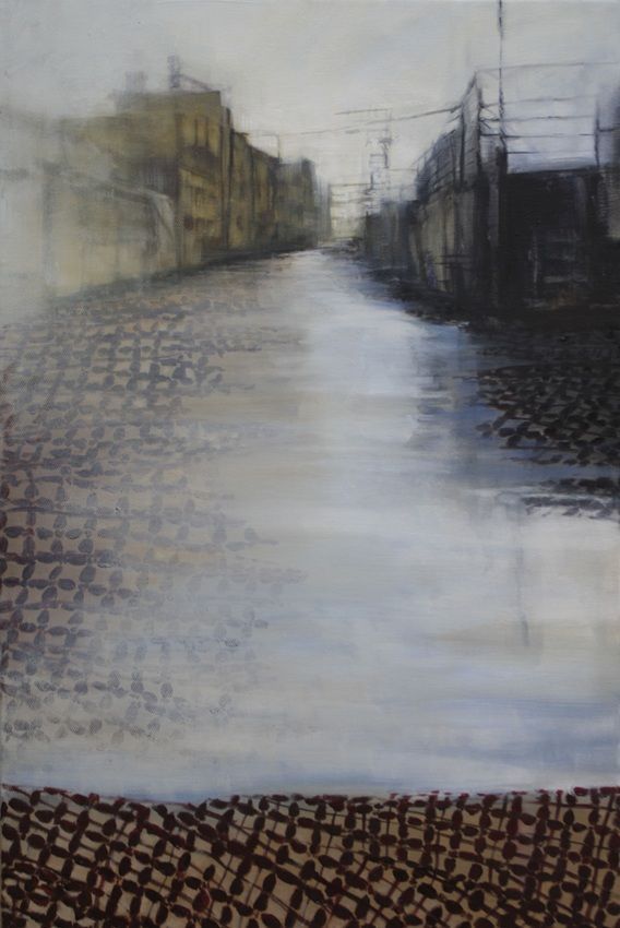 Gaza Flooding, a painting by Miriam McConnon, part of the artist's solo show No Mirrors Left in Gaza, Olivier Cornet Gallery, August-September 2026