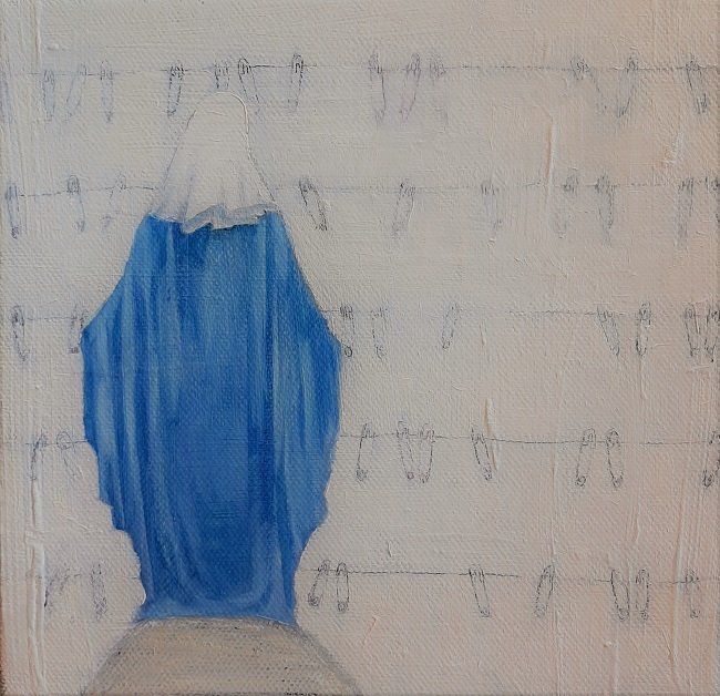 Miriam McConnon, ‘Forced to look away’, oil on canvas, 25x25cm , part of 'Outrageous, Obscene and Offensive', a Bloomsday 2022 group art exhibition on censorship, Olivier Cornet Gallery Dublin Miriam McConnon, ‘Forced to look away’, painting , part of 'Outrageous, Obscene and Offensive', a Bloomsday 2022 group art exhibition on censorship, Olivier Cornet Gallery Dublin